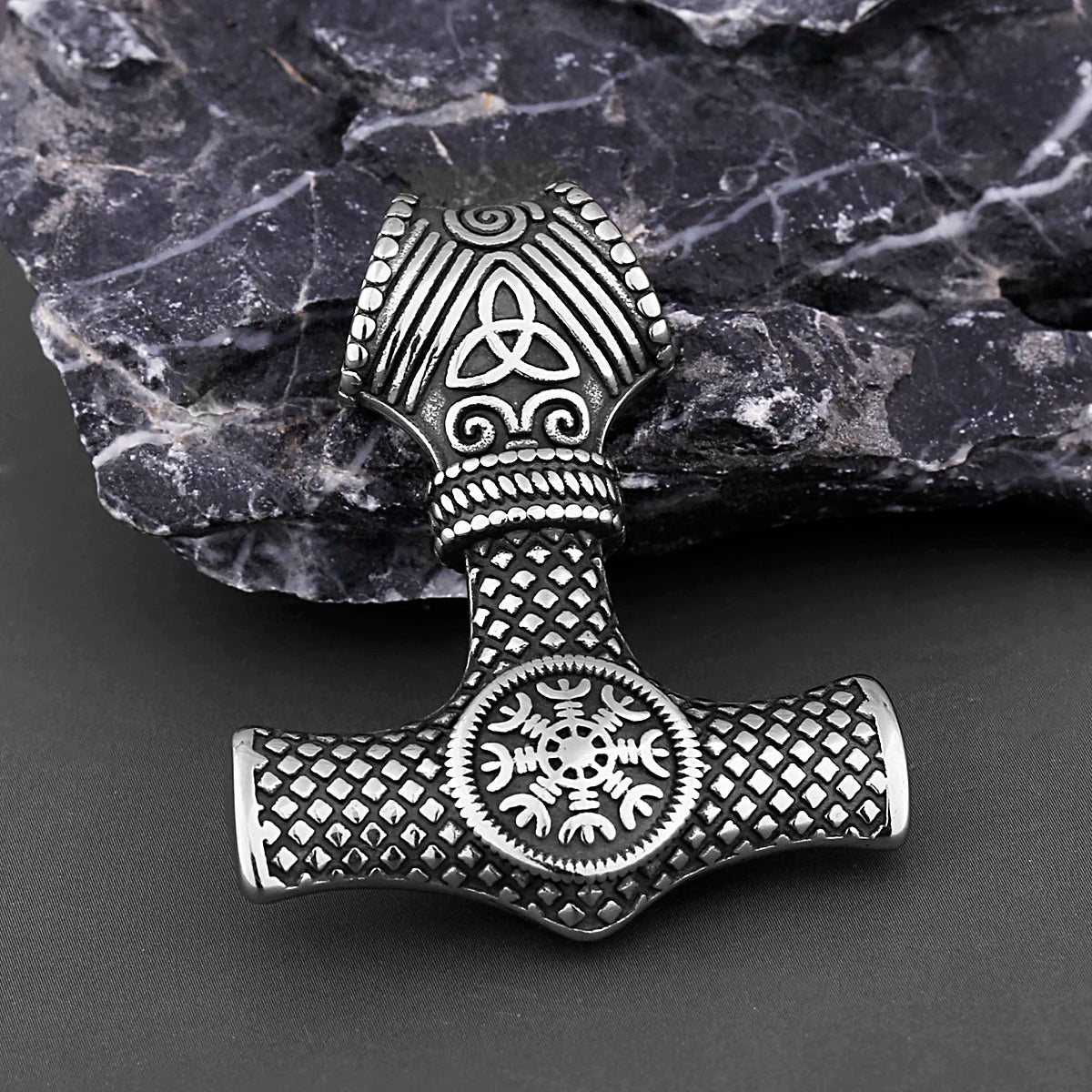 Nordic Viking Mjolnir Thor Hammer Vegvisir Compass Necklace Nordic Jewelry