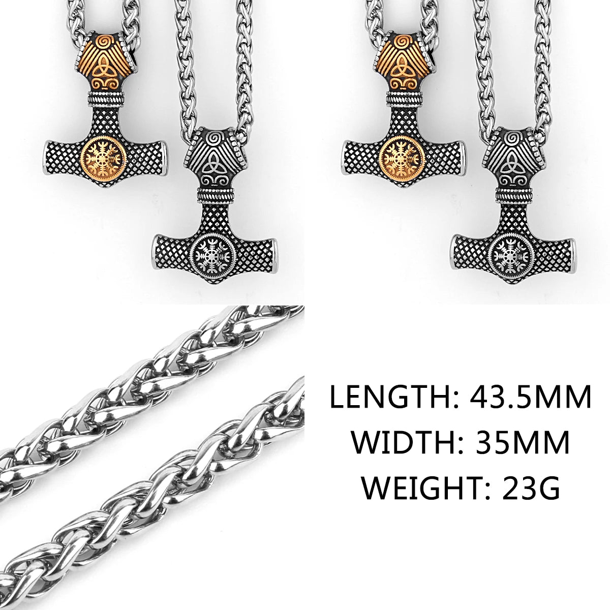 Nordic Viking Mjolnir Thor Hammer Vegvisir Compass Necklace Nordic Jewelry