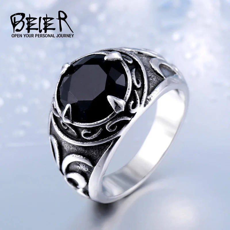 Beier 316L Stainless Steel Viking Men Ring Knot Rune Norse Jewelry Exquisite  Ring LLBR8-270R