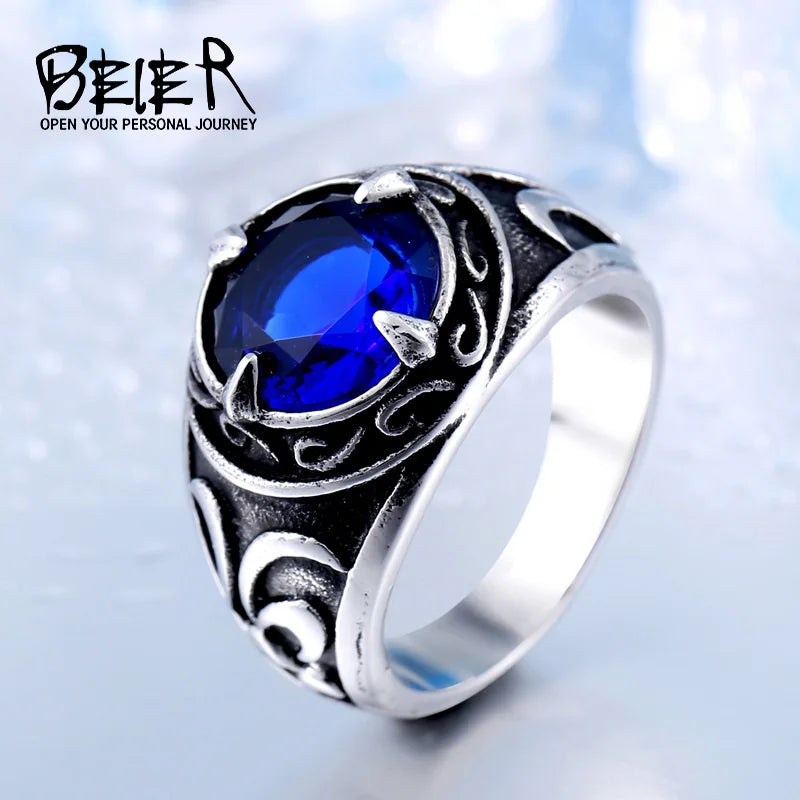 Beier 316L Stainless Steel Viking Men Ring Knot Rune Norse Jewelry Exquisite  Ring LLBR8-270R