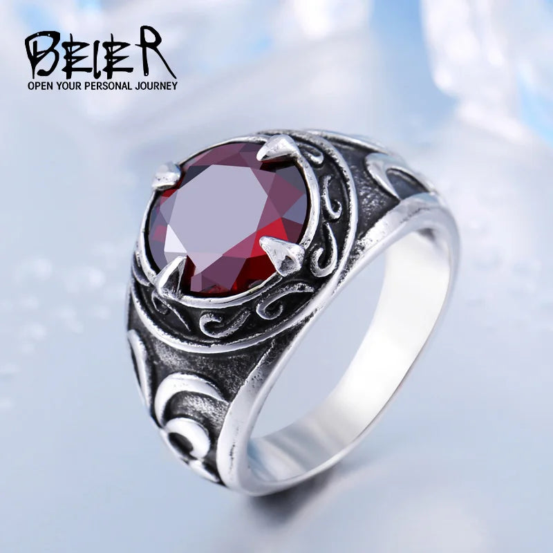 Beier 316L Stainless Steel Viking Men Ring Knot Rune Norse Jewelry Exquisite  Ring LLBR8-270R