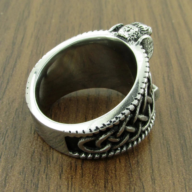 Gothic Silver Color 316L Stainless Steel Viking  Thor Hammer Celtics Knot Ring Men's Nordic Lion Mjolnir Rings