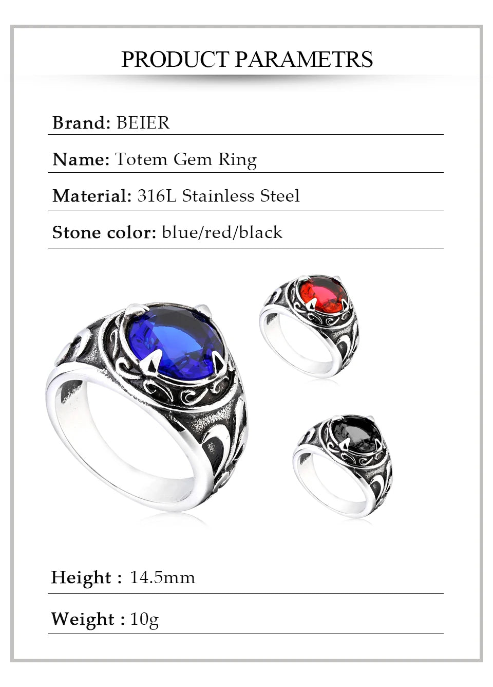 Beier 316L Stainless Steel Viking Men Ring Knot Rune Norse Jewelry Exquisite  Ring LLBR8-270R