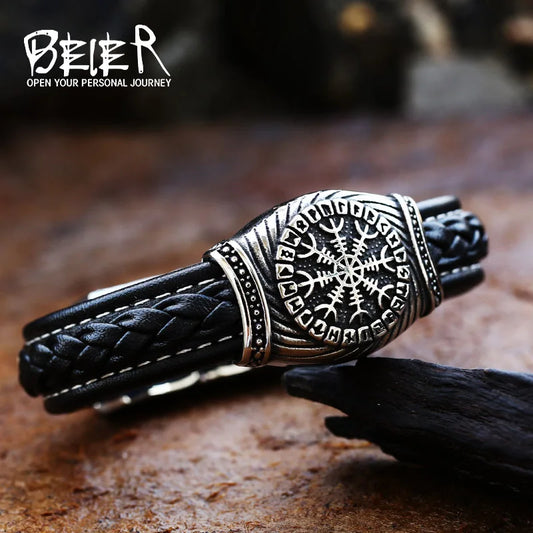 Beier 316L Stainless Steel dropshipping thor's hammer mjolnir bracelet viking scandinavian norse viking bracelet Men BC-L054