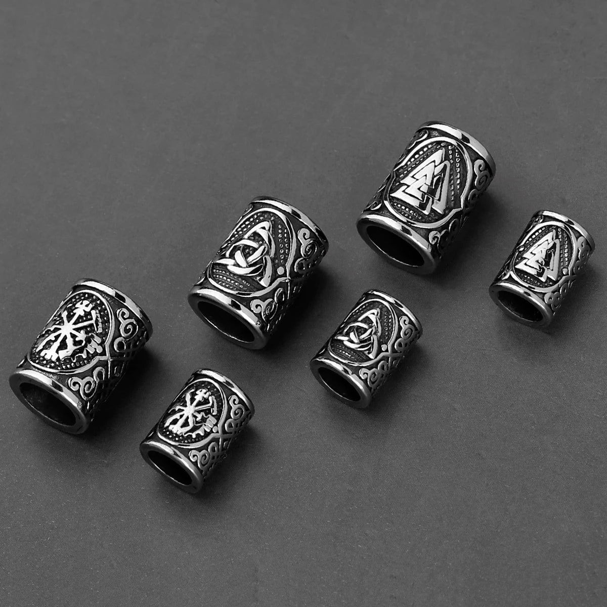 Stainless Steel Viking Rune Beads 6 Mm8mm Large Hole Hair Beard Beads Bracelet Small Jewelry Making Accessories Wholesale