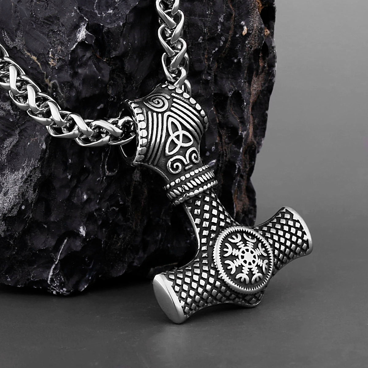 Nordic Viking Mjolnir Thor Hammer Vegvisir Compass Necklace Nordic Jewelry