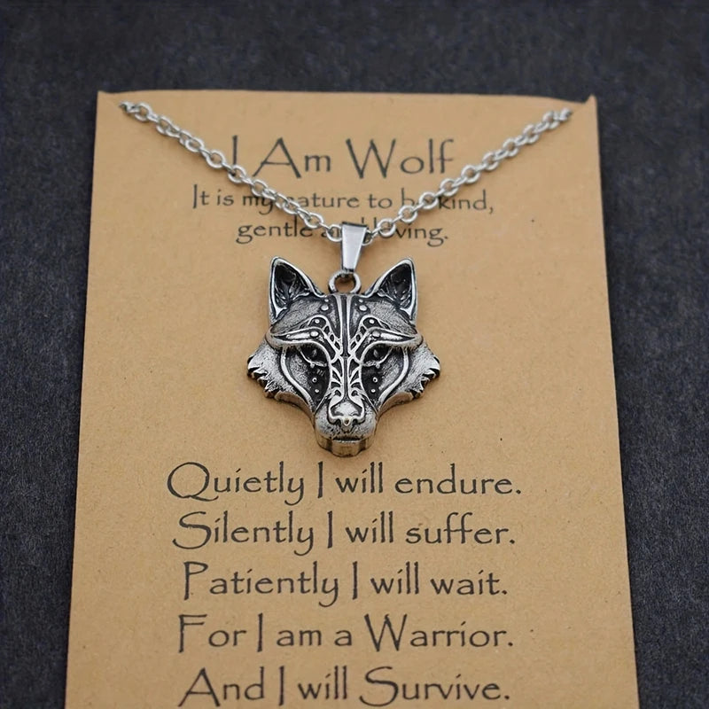 Norse i am wolf Viking Celtics Necklace For Men/Women Popular Totem Amulet With Card Jewelry Gifts Dropshipping Wholesale