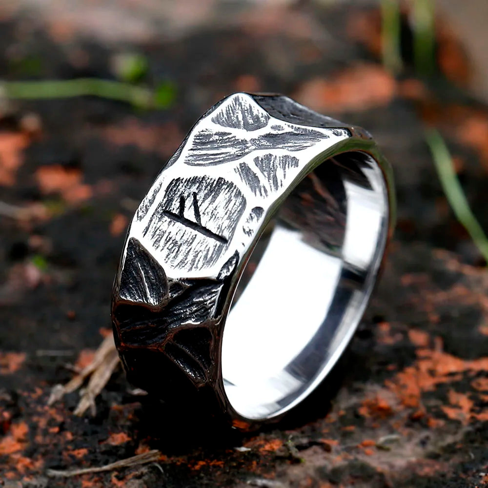 2023 NEW Vintage 316L Stainless Steel Viking rune Ring for Men steel Amulet retro fashion Jewelry FOR GIFT  free shipping