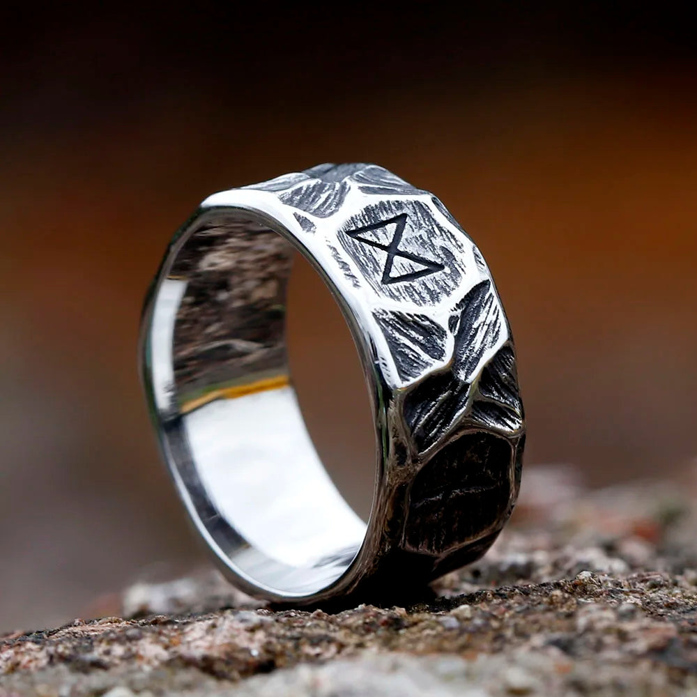 2023 NEW Vintage 316L Stainless Steel Viking rune Ring for Men steel Amulet retro fashion Jewelry FOR GIFT  free shipping