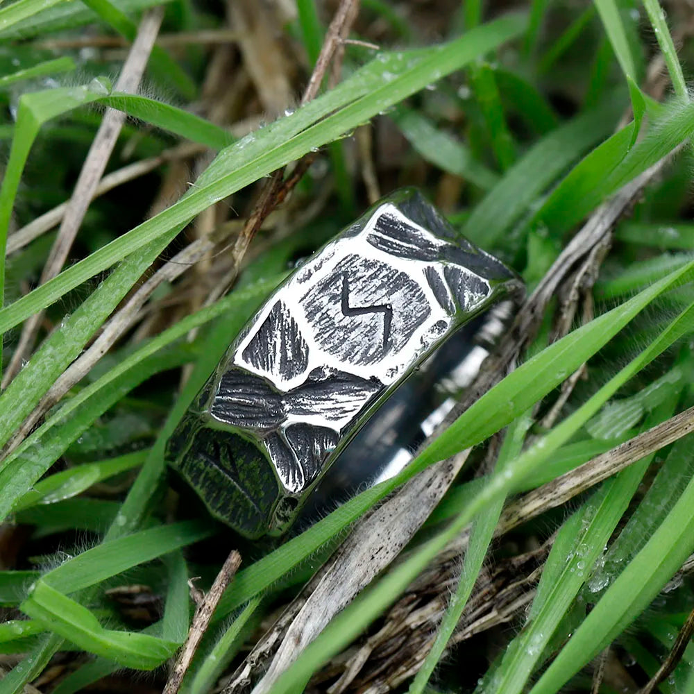 2023 NEW Vintage 316L Stainless Steel Viking rune Ring for Men steel Amulet retro fashion Jewelry FOR GIFT  free shipping