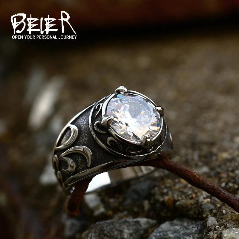 Beier 316L Stainless Steel Viking Men Ring Knot Rune Norse Jewelry Exquisite  Ring LLBR8-270R