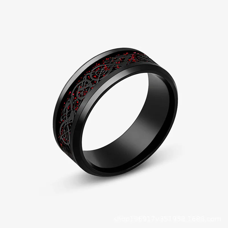 Punk Viking Dragon Black Tungsten Wedding Ring Set For Men Stainless Steel Inlaid Blue Carbon Fiber Band Ring Bague Homme