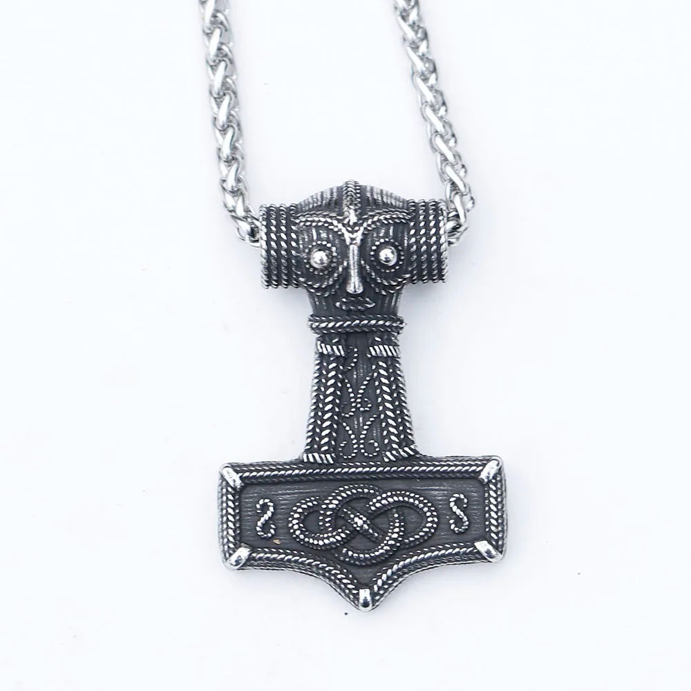 2023 New Design 316L Stainless Steel Viking Amulet Nordic Mjolnir Thor's Hammer Pendant Owl pattern Pendant Gift free shipping