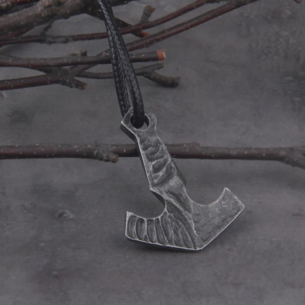 dropshipping 1pcs thor's hammer mjolnir pendant necklace viking scandinavian norse viking necklace with cotton chain