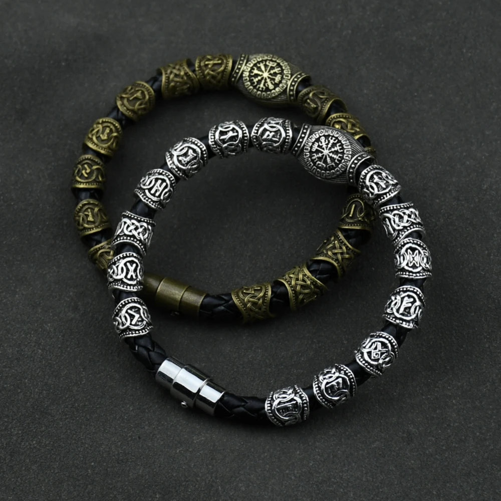 Norse Runes Bracelet Vikingo 15Pcs Runes Beads Vegvisir Compass Amulet Viking Bracelet Slavic Accessorier