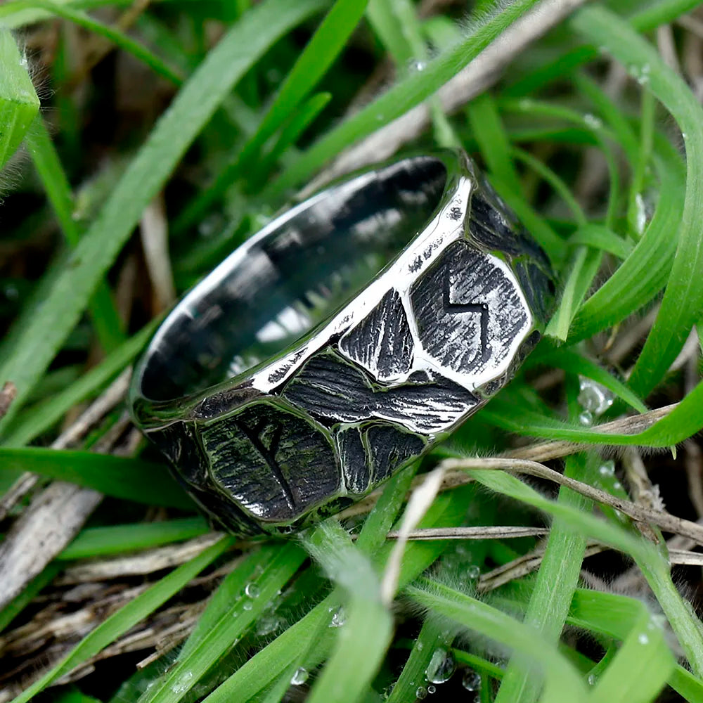 2023 NEW Vintage 316L Stainless Steel Viking rune Ring for Men steel Amulet retro fashion Jewelry FOR GIFT  free shipping