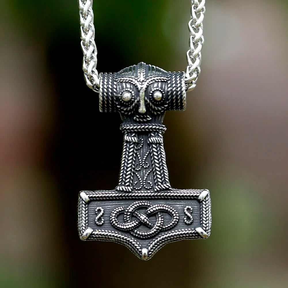 2023 New Design 316L Stainless Steel Viking Amulet Nordic Mjolnir Thor's Hammer Pendant Owl pattern Pendant Gift free shipping