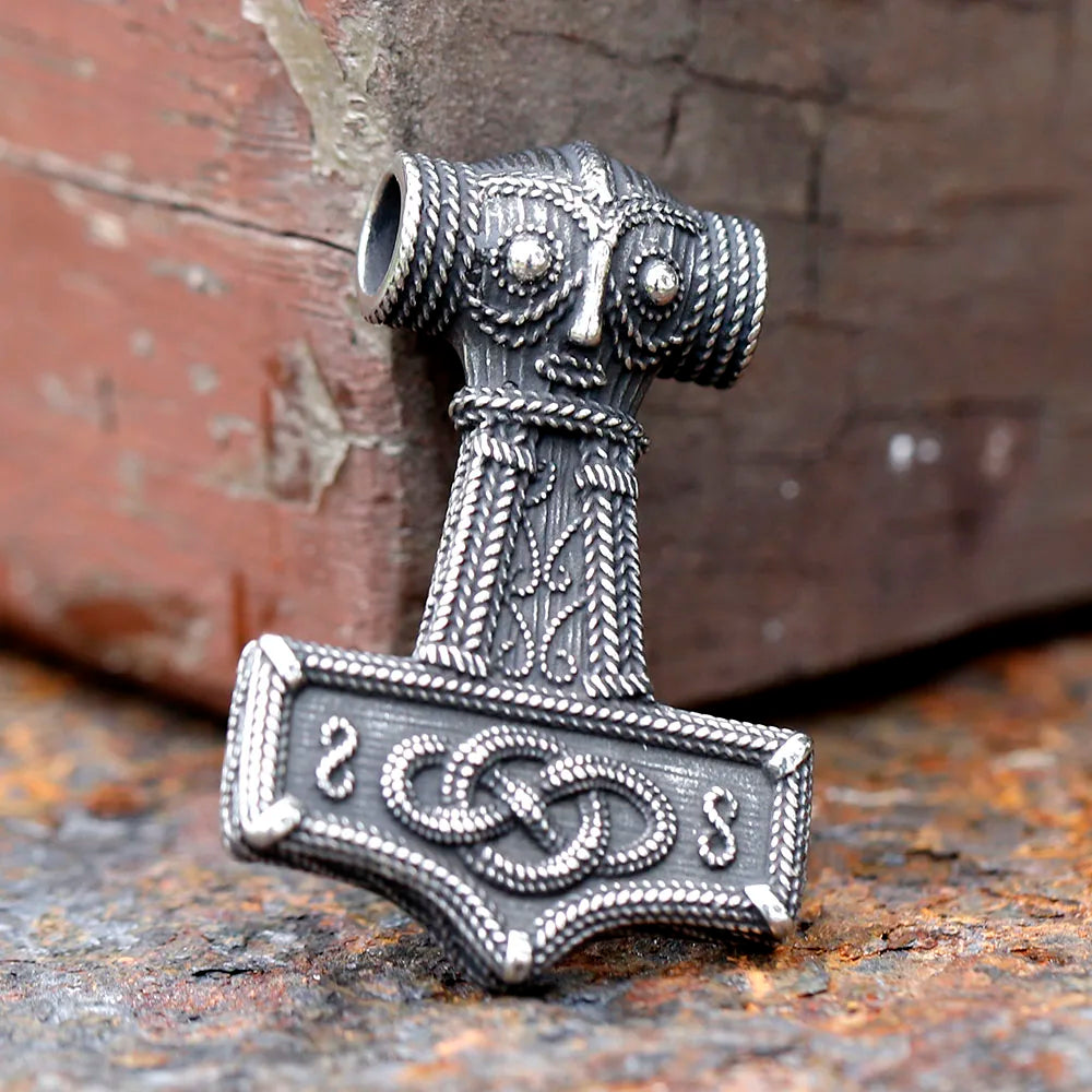 2023 New Design 316L Stainless Steel Viking Amulet Nordic Mjolnir Thor's Hammer Pendant Owl pattern Pendant Gift free shipping