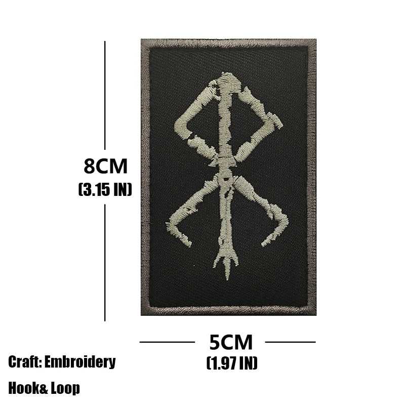 Berserk Brand of Sacrifice Symbol Logo 3D PVC Rubber Patch Viking Embroidered Patch For Military Shoulder Bag Hat Sew-on