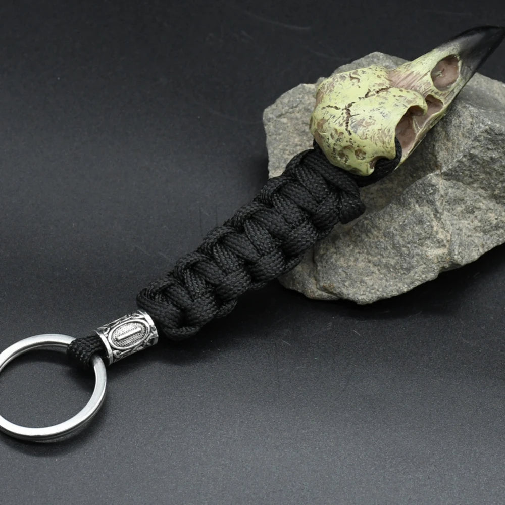 Odin Crow Skeleton Keychain Vikings Eagle's head Pendant Keyring Paracord Rope Norse Pirates Rune Valknut Amulet Jewelry Gift