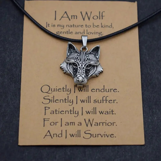 Norse i am wolf Viking Celtics Necklace For Men/Women Popular Totem Amulet With Card Jewelry Gifts Dropshipping Wholesale