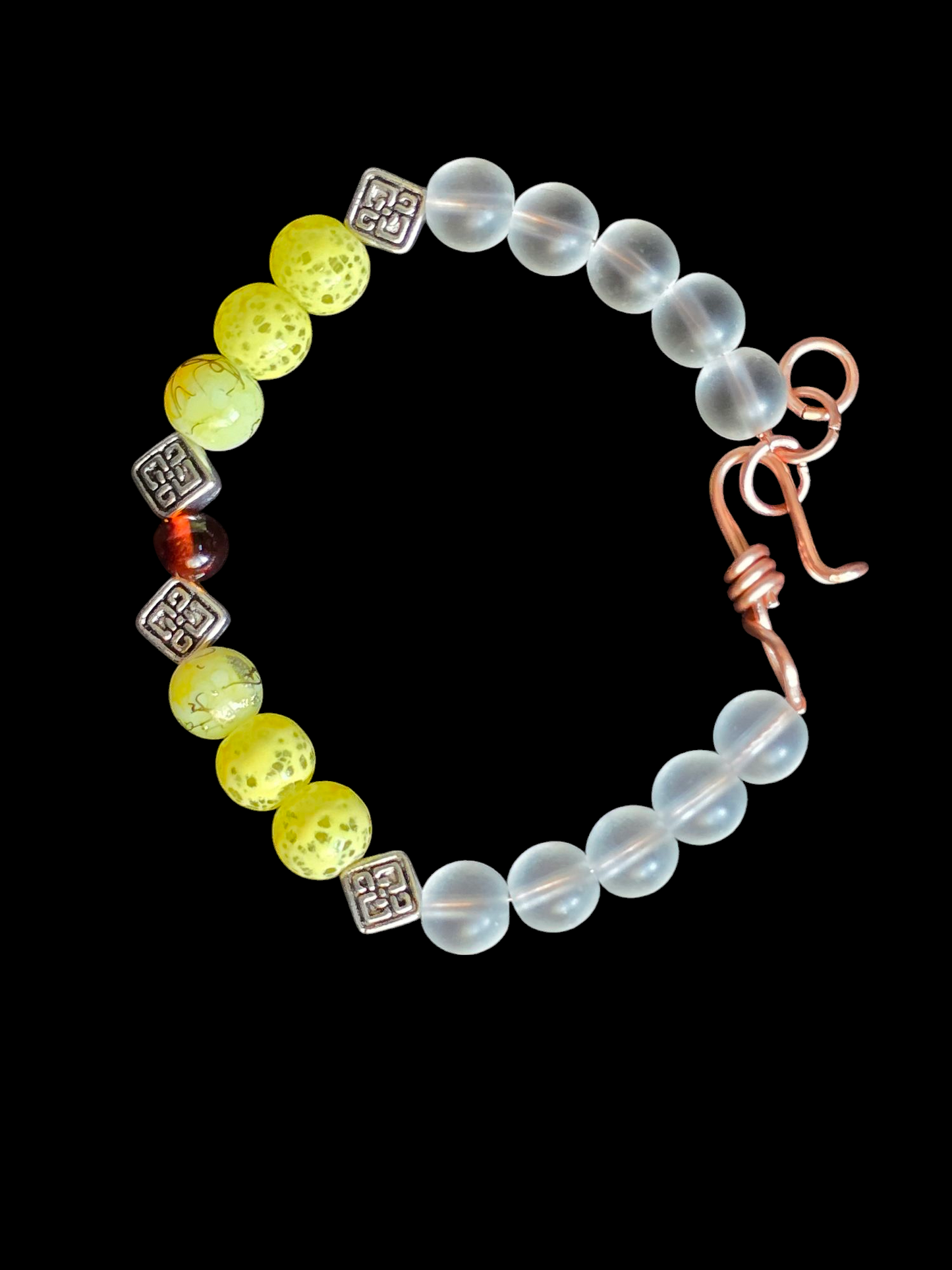 Glass Beaded Bracelets with Amber, Amythest, Lapis Lazuli, Rose Quartz or Aquamarine central bead.