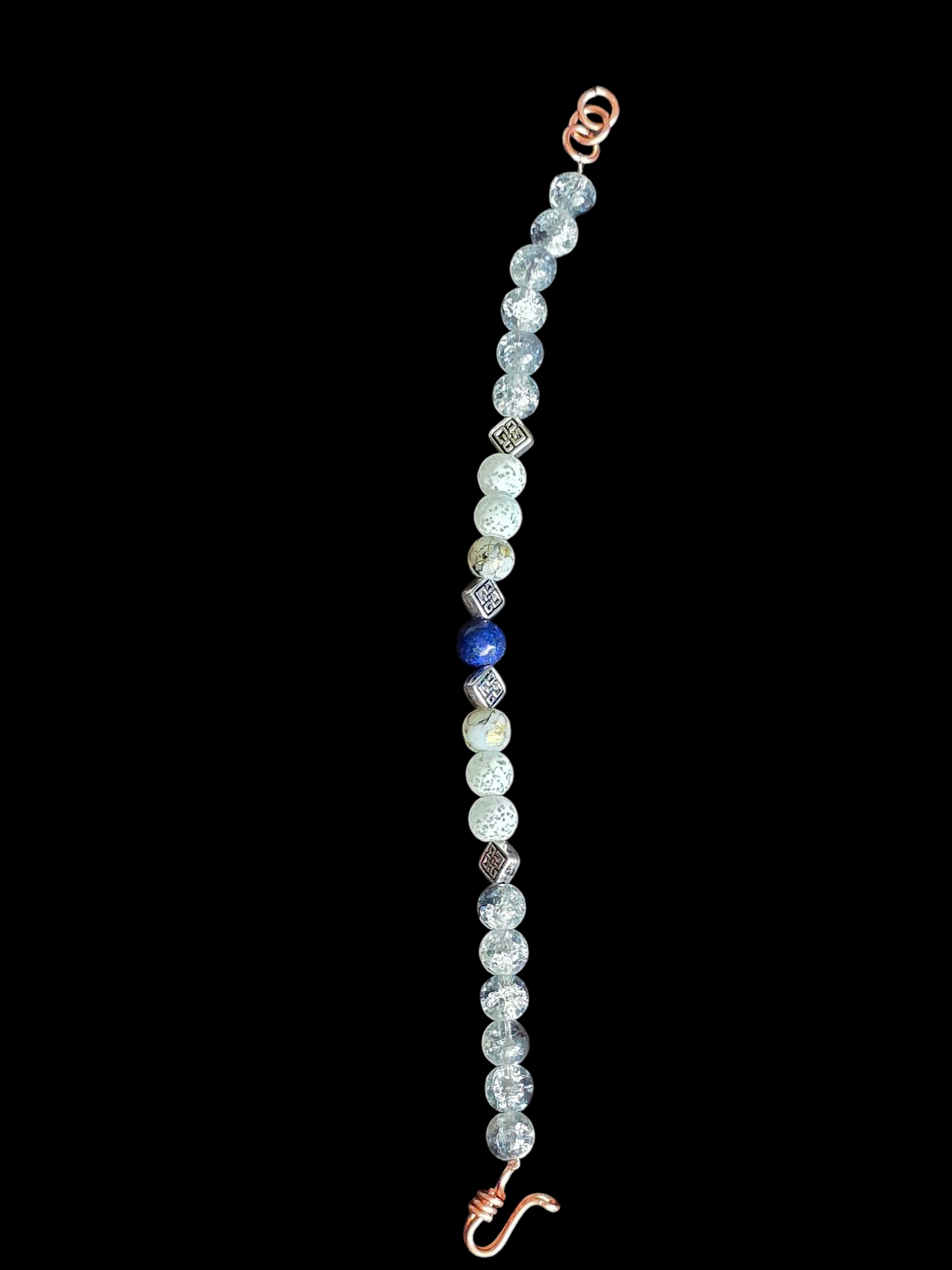 Glass Beaded Bracelets with Amber, Amythest, Lapis Lazuli, Rose Quartz or Aquamarine central bead.